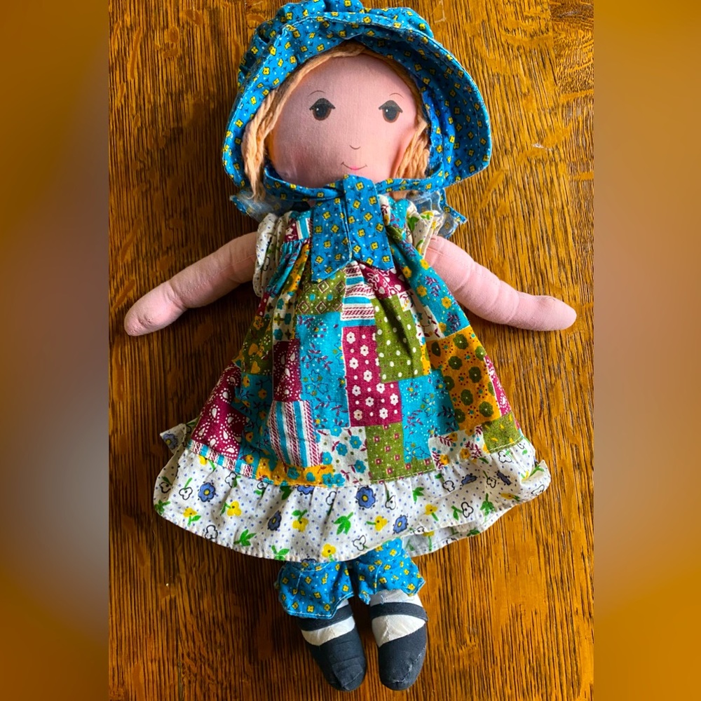 Vintage Holly Hobbie Cloth Rag Doll. Approximately 15” Tall.